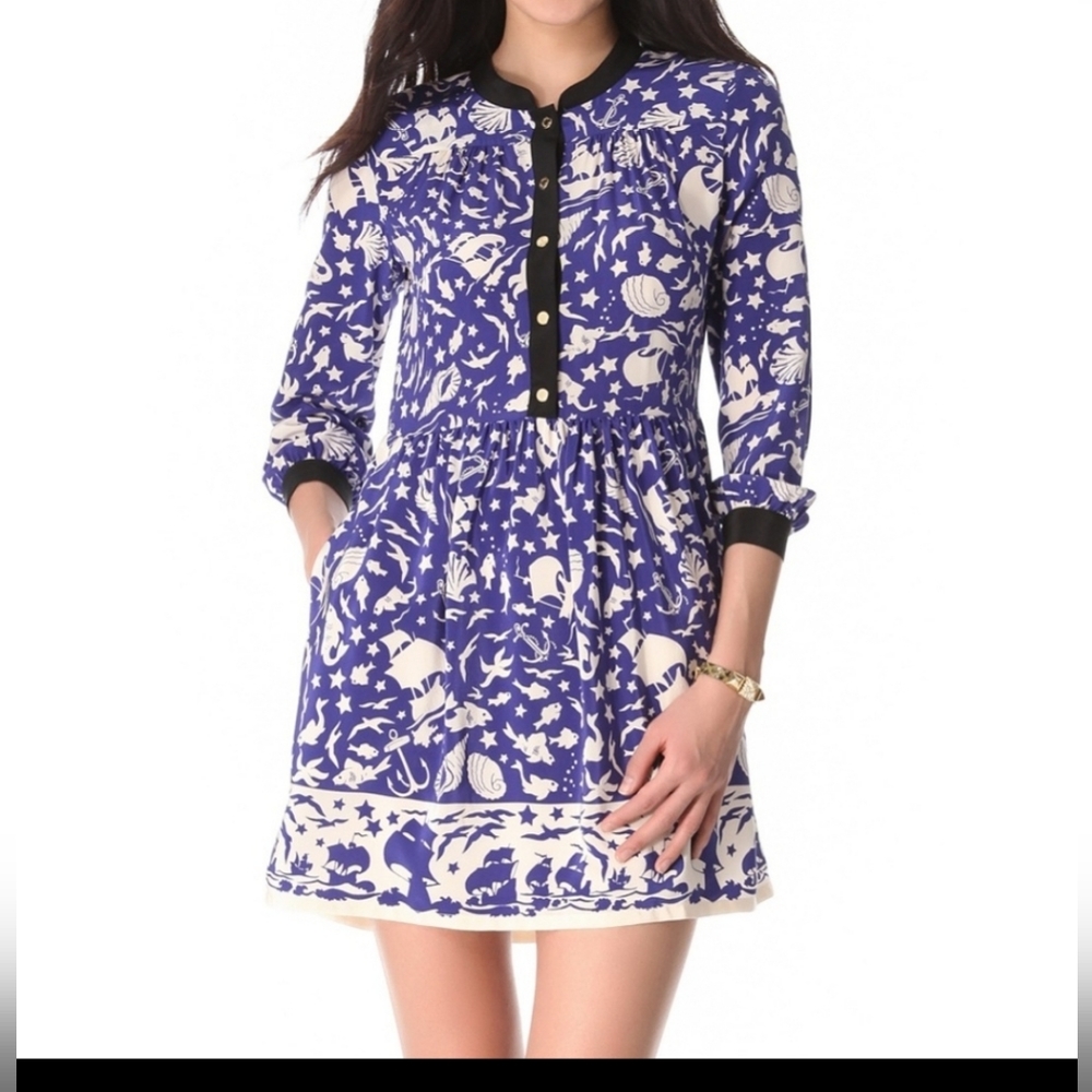 Juicy Couture Neptune Nautical Print Silk Dress Size 4